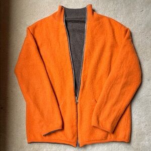 Orange/Brown reversable Zip-Up Sweater